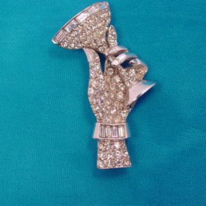 Pell Rhinestone Hand Holding a Goblet Pin