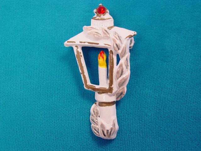 White Enamel Christmas Lantern Pin