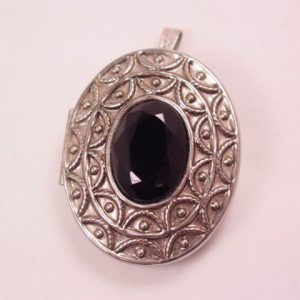 Oval and Black Rhinestone Avon Sachet Pin/Pendant