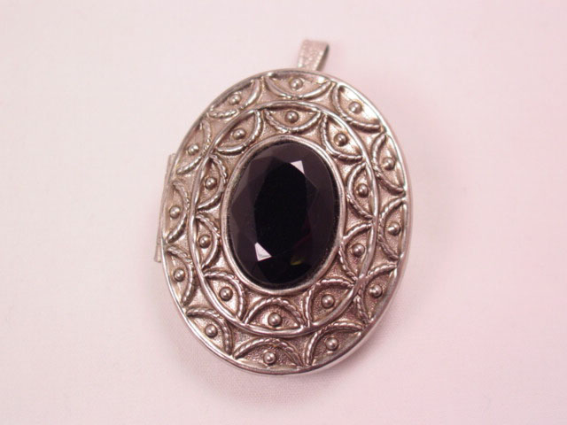Oval and Black Rhinestone Avon Sachet Pin/Pendant