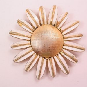 White Enamel Avon Sunflower Sachet Pin