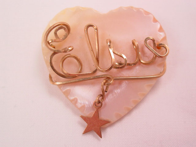 Mother of Pearl Heart and Gold-Filled Wire “Elsie” Pin