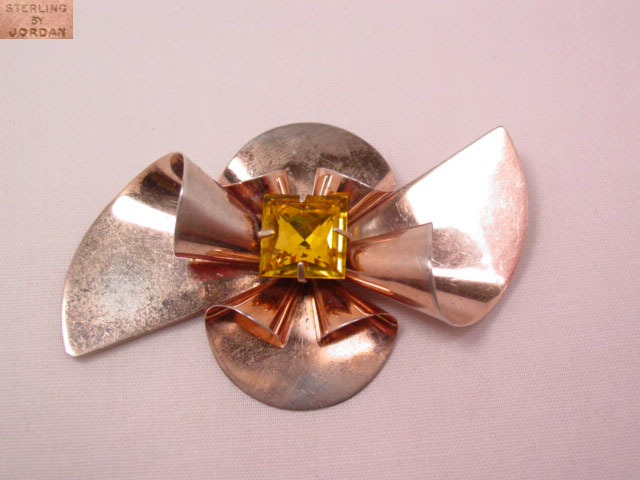 Retro Citrine and Sterling by Jordan Bow Pin