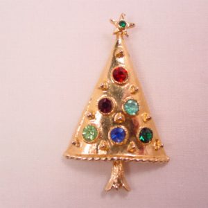 Modern Rhinestone Christmas Tree Pin