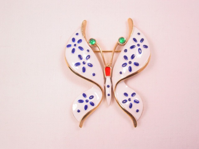 Red, White and Blue Trifari Butterfly Pin