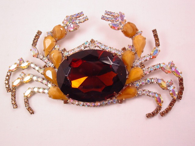 Giant Brown Czech Crab Pin by Lilien