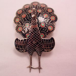 Adorable Siam Sterling Articulated Peacock Pin