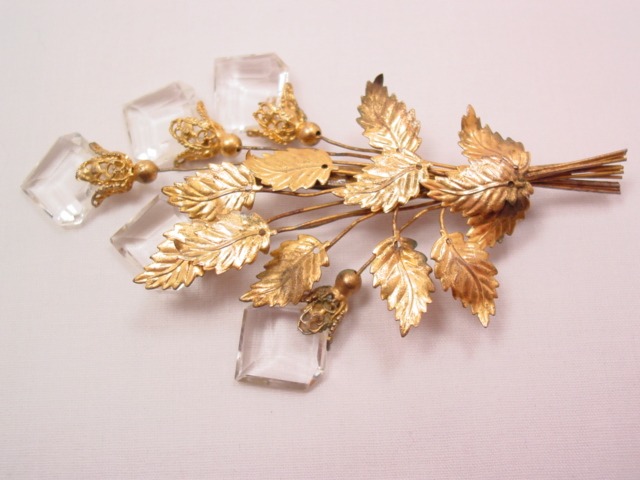 Old Crystal Bouquet Pin