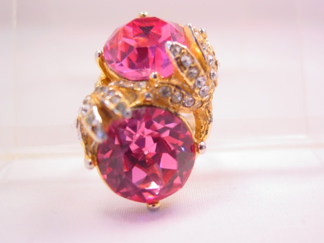 HUGE Bright Pink Rhinestone Ring