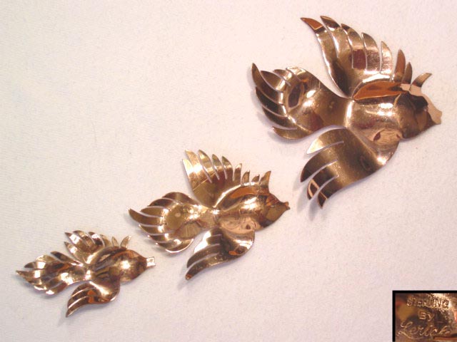 Sterling Lericle Fish Pin Trio