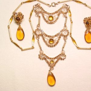 Topaz Bib Necklace and Earrings Set