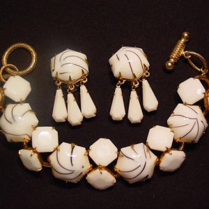 Beautiful Juliana Milk Glass Bracelet and Earrings Set