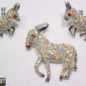 Aurora Borealis Donkey Pin and Earrings Set