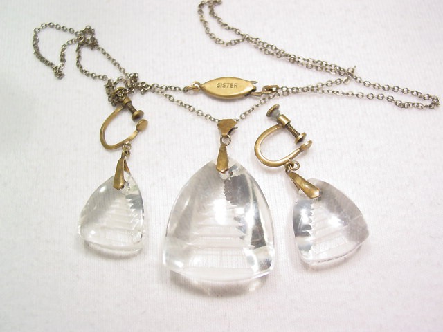 Crystal Pagoda Necklace and Earrings Set