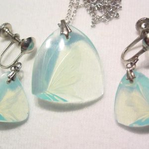 Opalescent Crystal Butterfly Necklace and Earrings Set