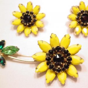 Weiss Black-Eyed Susan Pin and Earrings Set