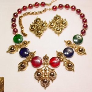Berrera for Avon Red, Blue, and Green Necklace and Earrings Set