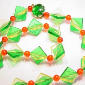 Plastic West German Christmas Necklace and Earrings