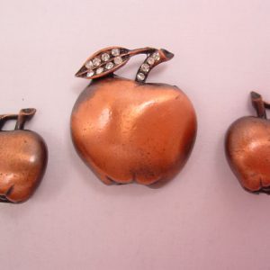 Copper Apples Pin and Earrings Set