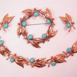 Beautiful Bell Copper and Imitation Turquoise Parure