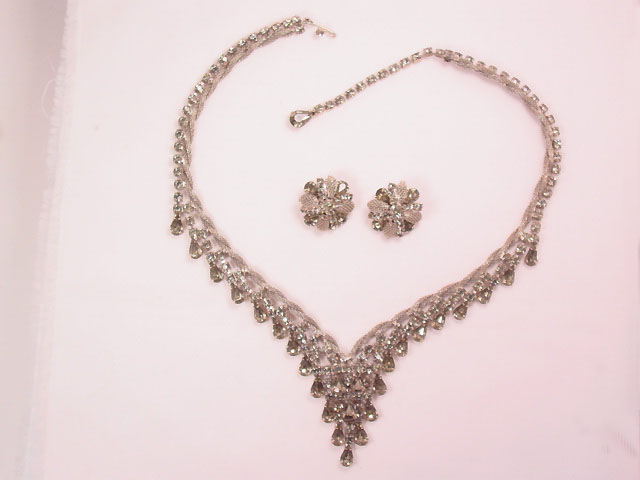 Gorgeous Smoky Gray Cascade Necklace and Earrings
