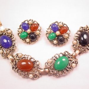 Imitation Natural Stone Bracelet and Earrings Set