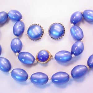 Dark Blue Moonglow Necklace and Earrings