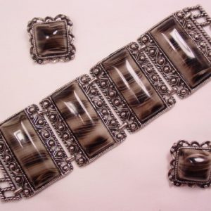 Animal Skin Plastic Bracelet and Earrings Set