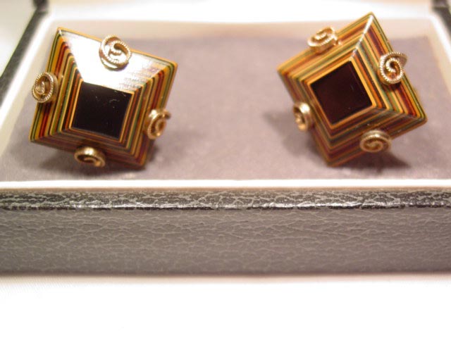Unusual Layered Simmons Cuff Links from 1969