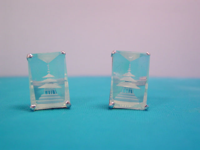 Opalescent Pagoda Rectangle Cuff Links